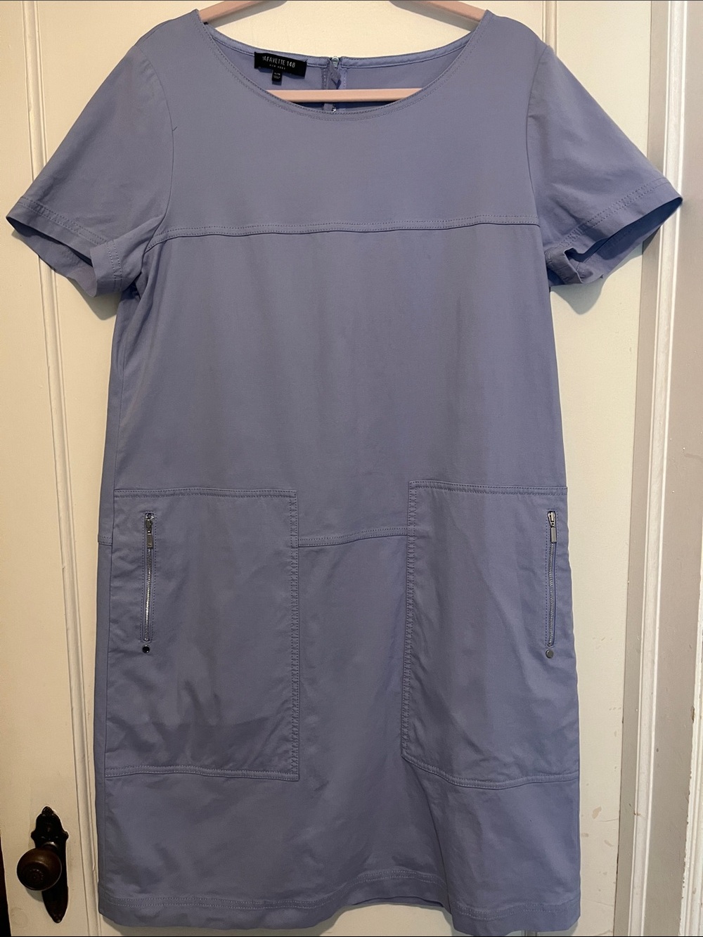 Lafayette 148 New York Light Blue Short-Sleeve Shift Dress
